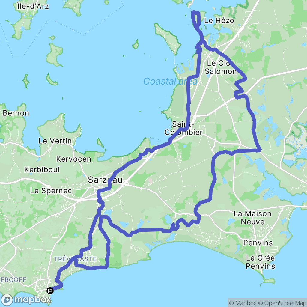 Sarzeau : carte du parcours de randonnée - France