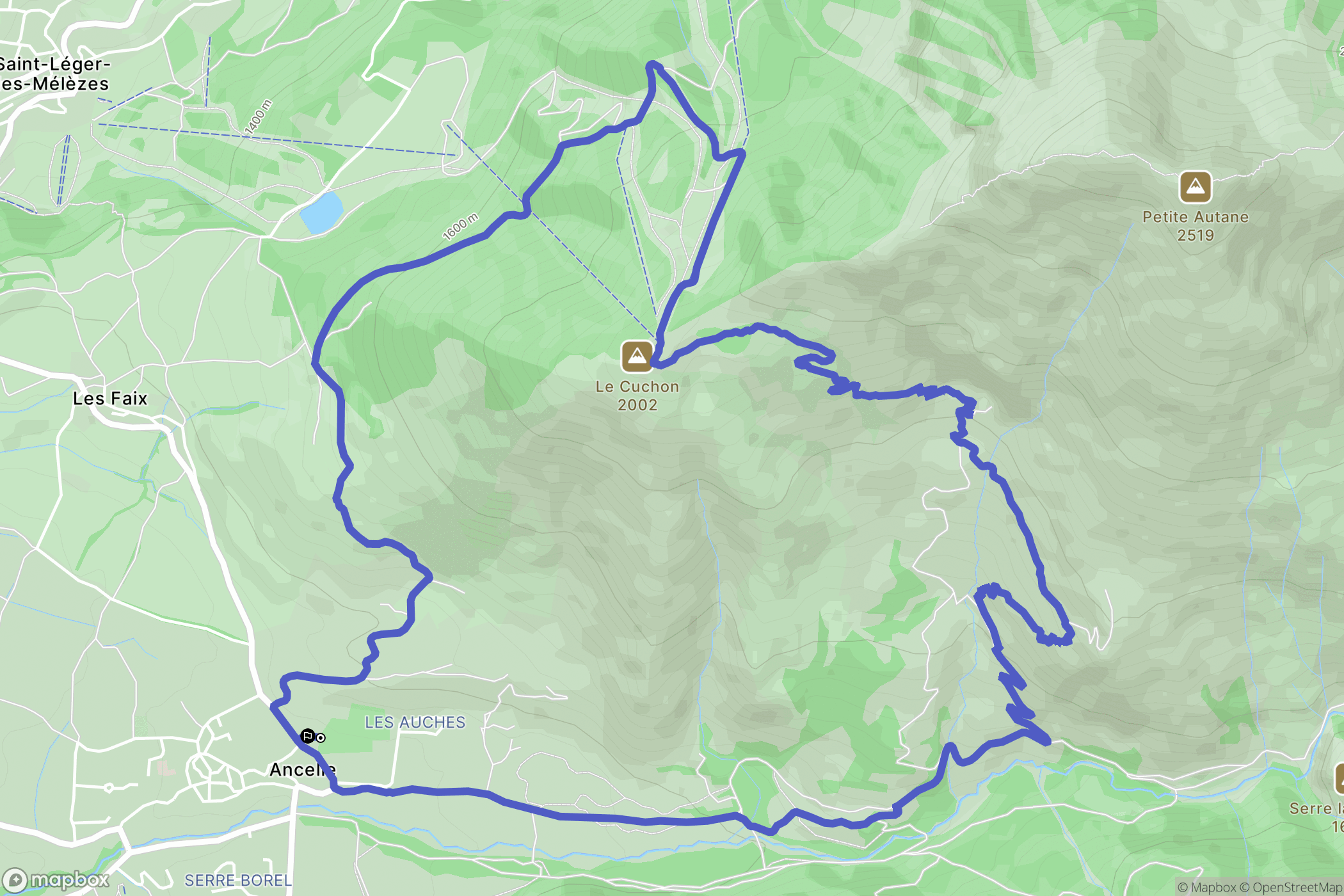 Ancelle : carte du parcours de randonnée - France