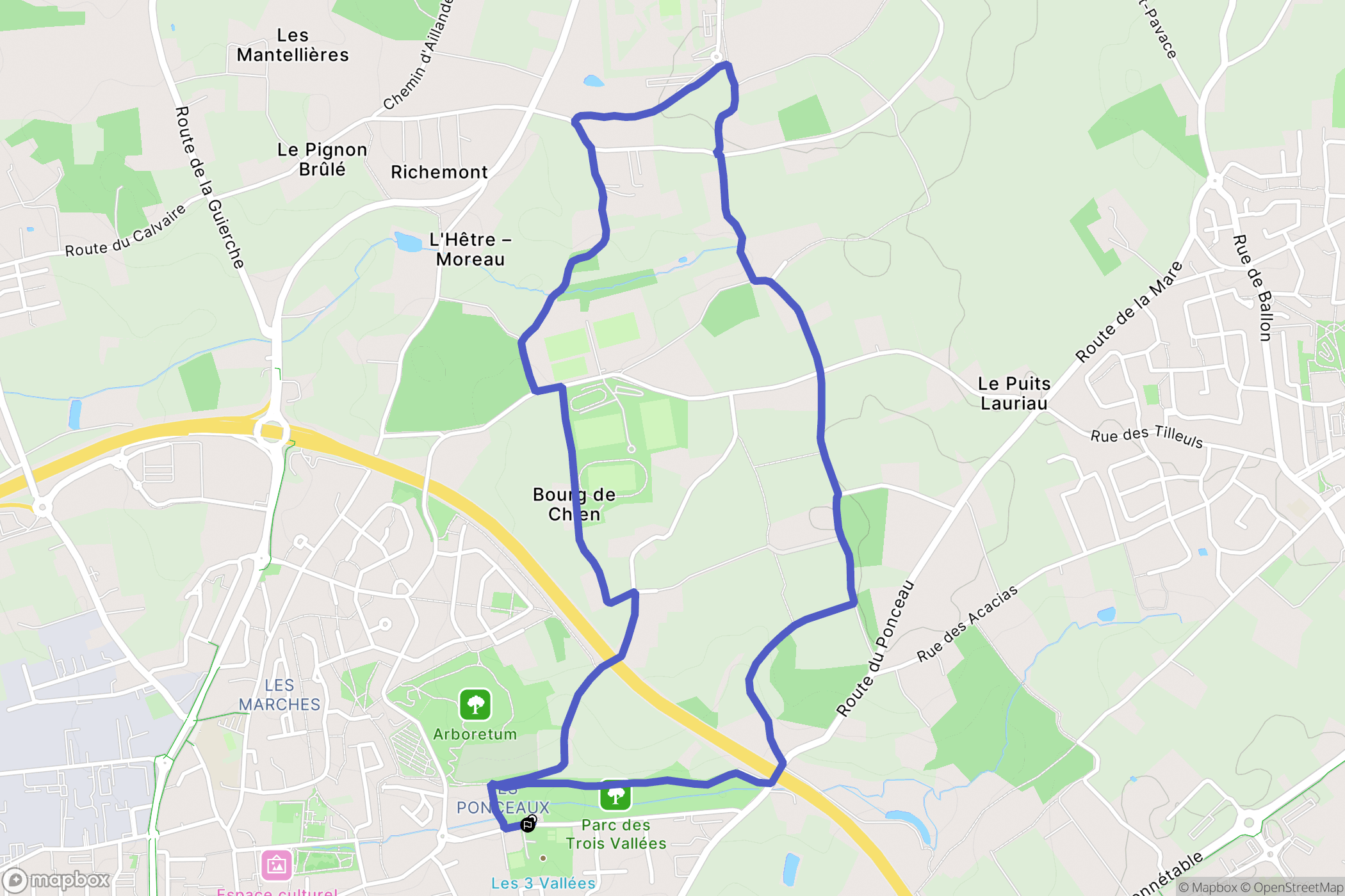 Coulaines : carte du parcours de randonnée - France