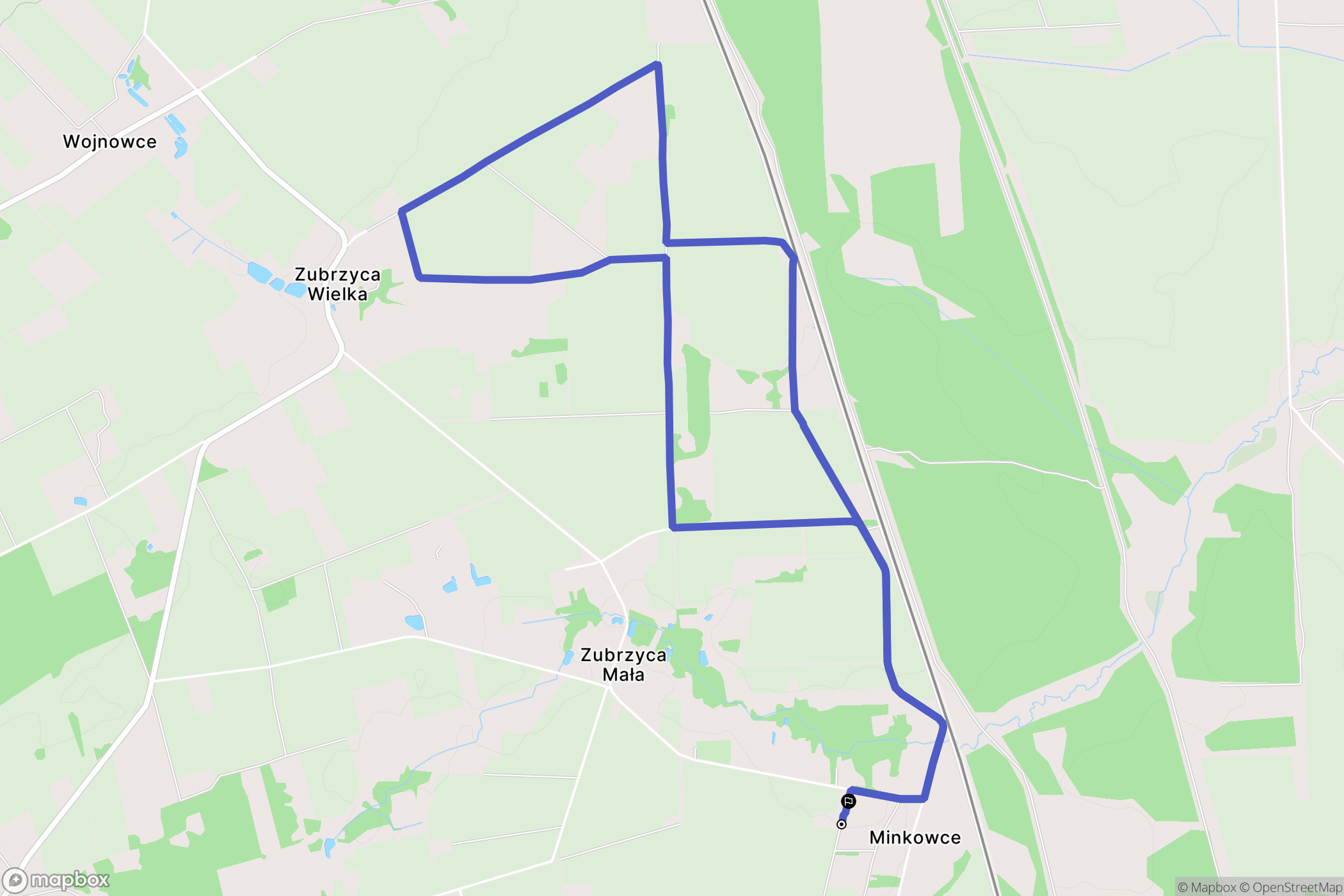 Minkowce: mapa trasy - Poland
