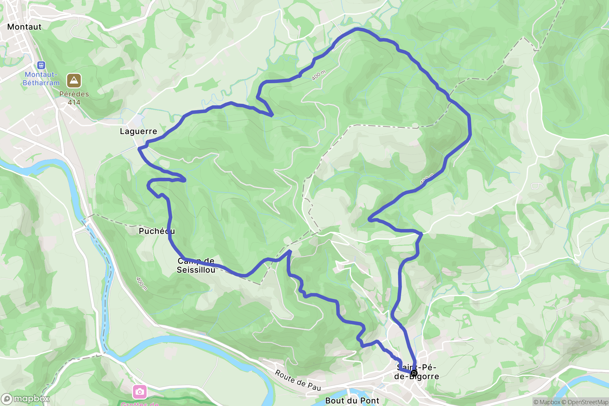 Saint-Pé-de-Bigorre : carte du parcours de randonnée - France