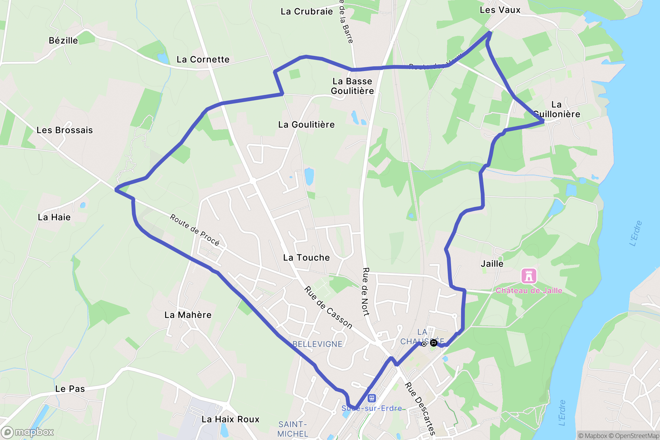 Sucé-sur-Erdre : carte du parcours de randonnée - France
