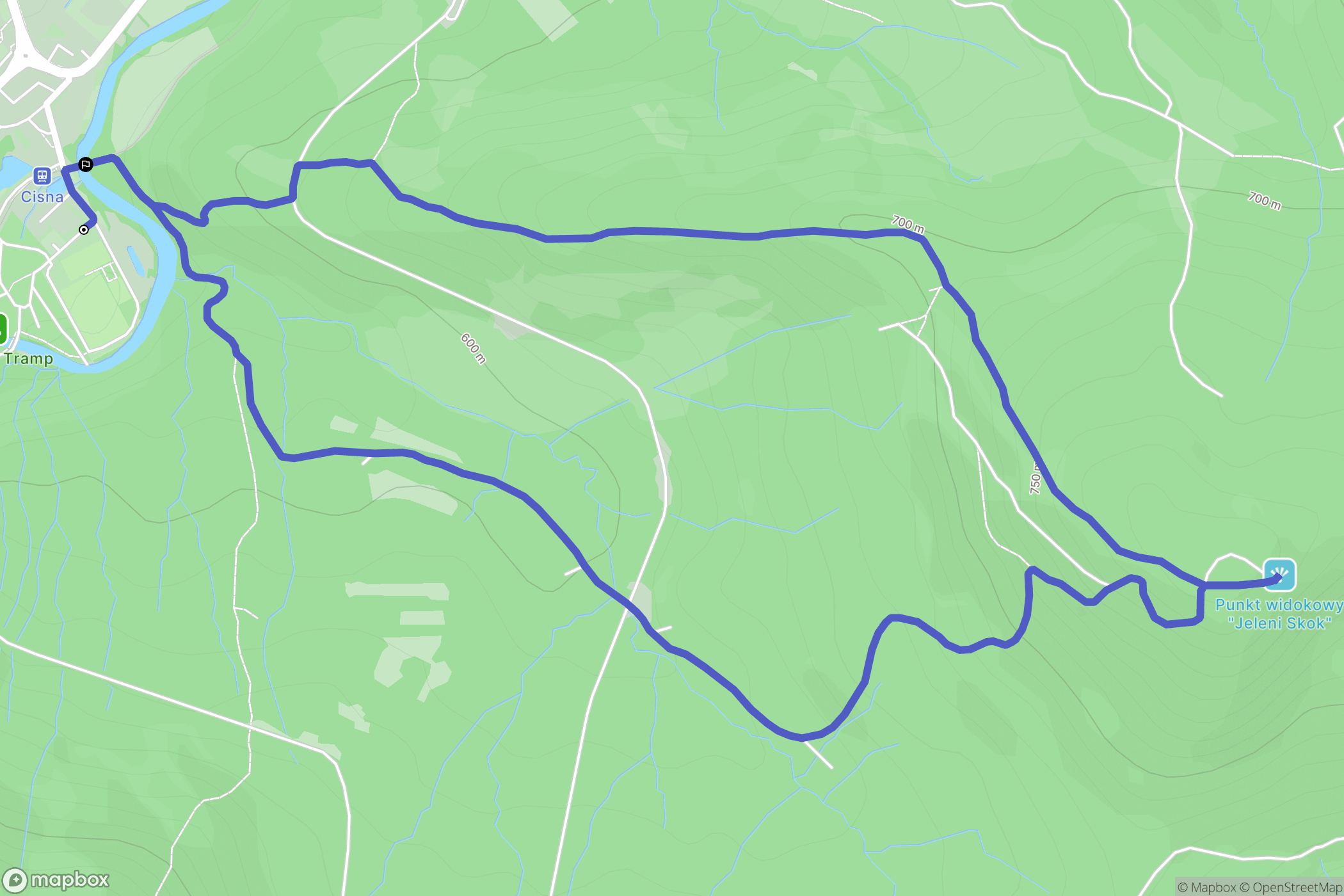 Cisna: mapa trasy - Poland