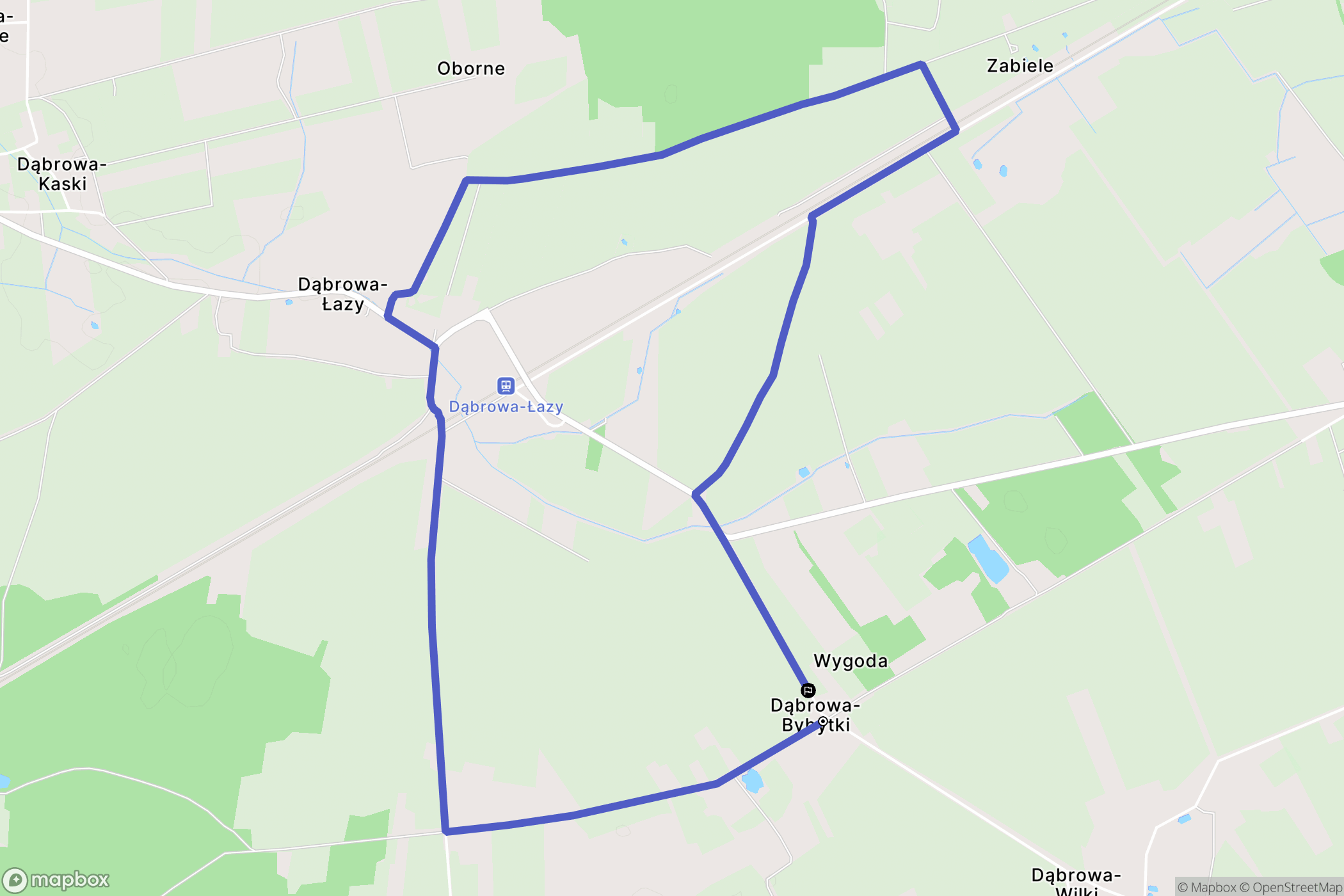Dąbrowa-Bybytki: mapa trasy - Poland