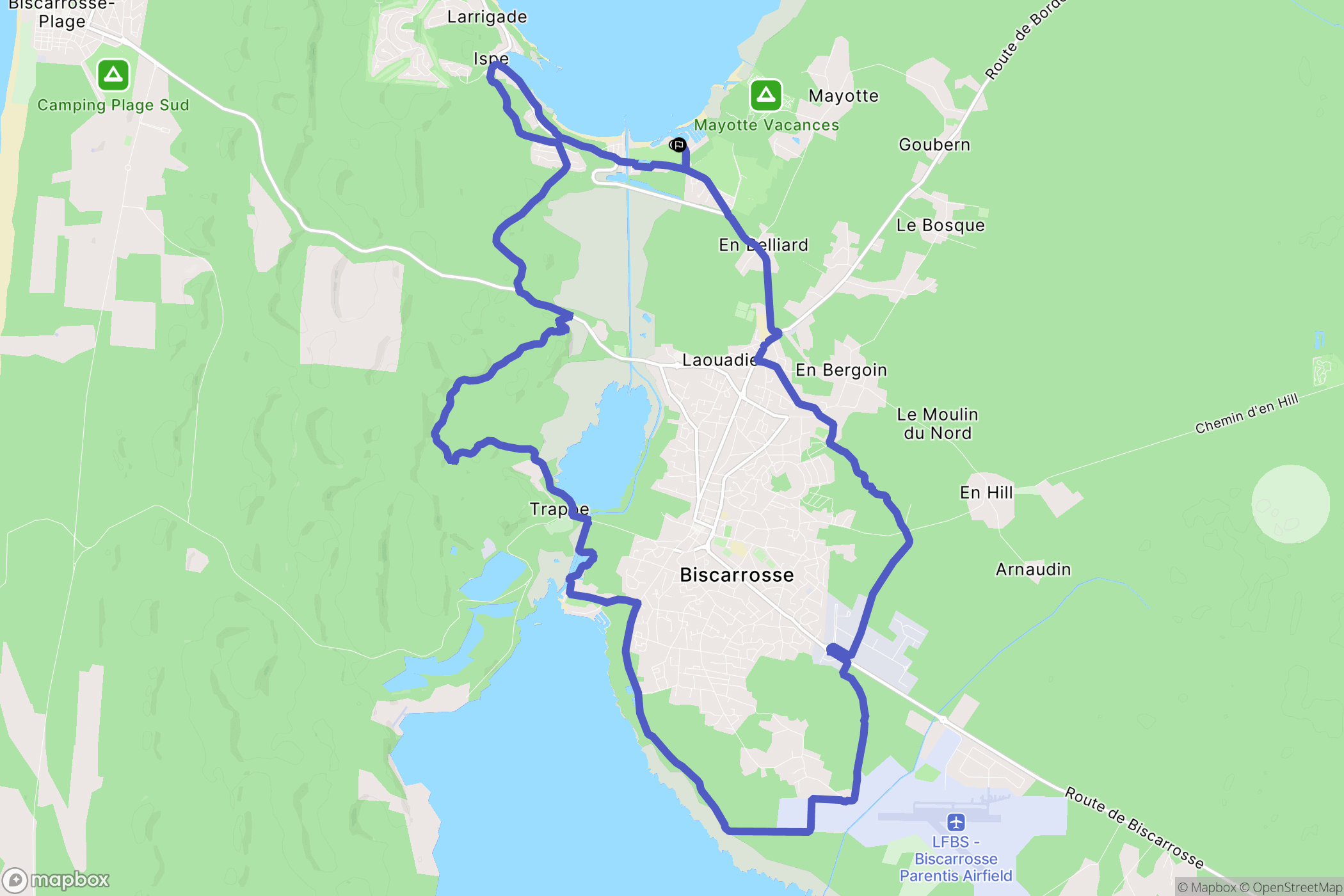 Biscarrosse : carte du parcours de randonnée - France