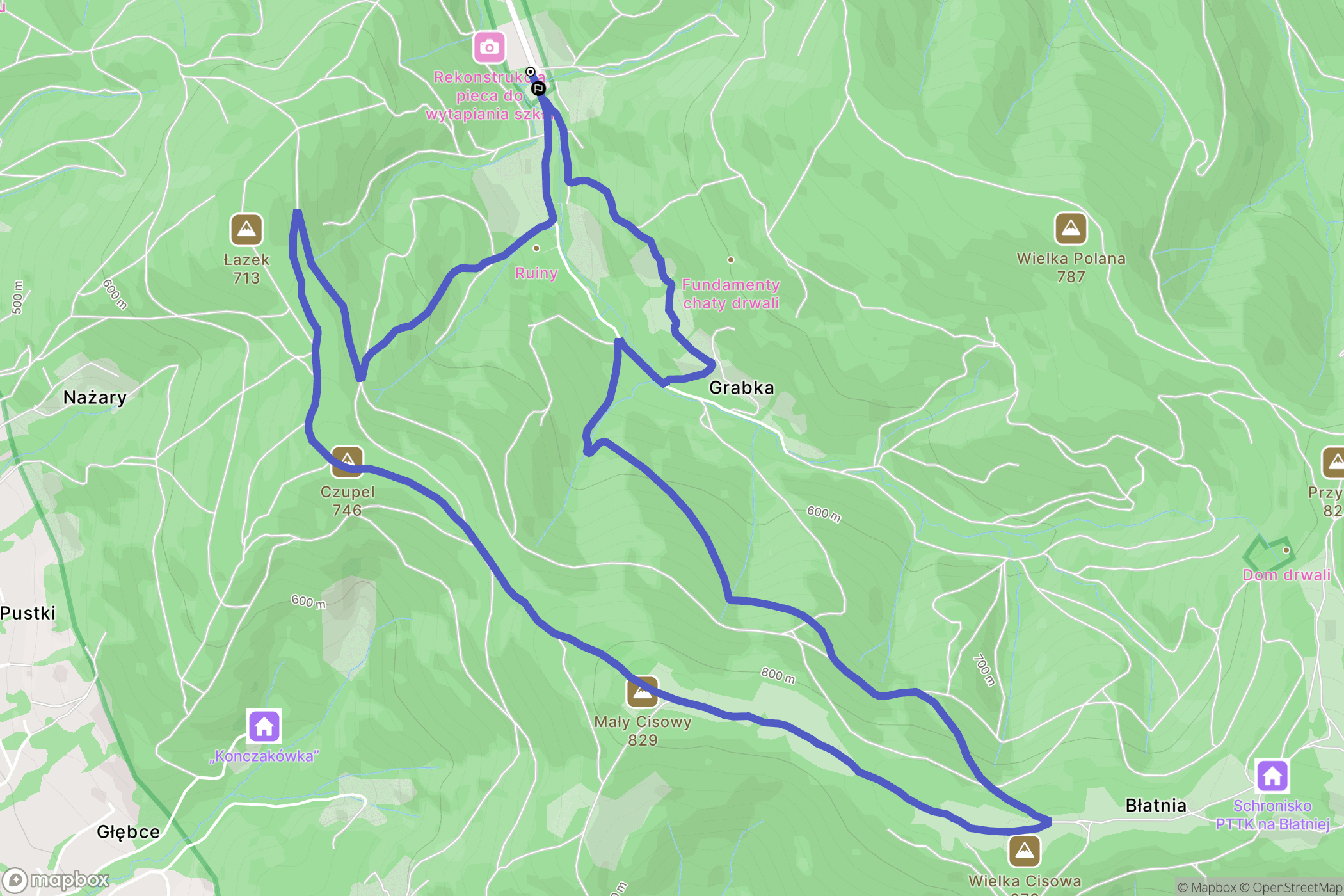 Jaworze: mapa trasy - Poland