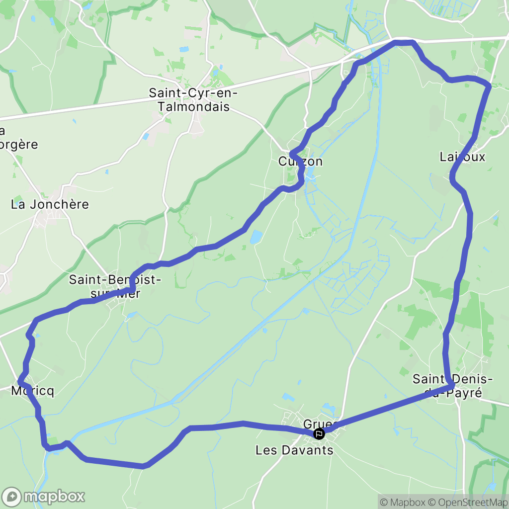 Grues : carte du parcours de randonnée - France