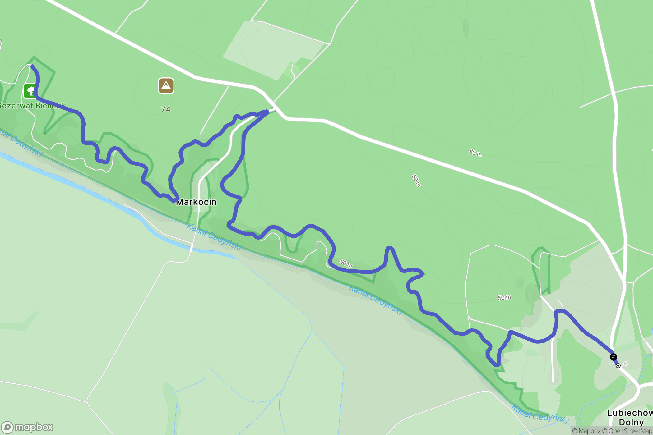 Lubiechów Dolny: mapa trasy - Poland
