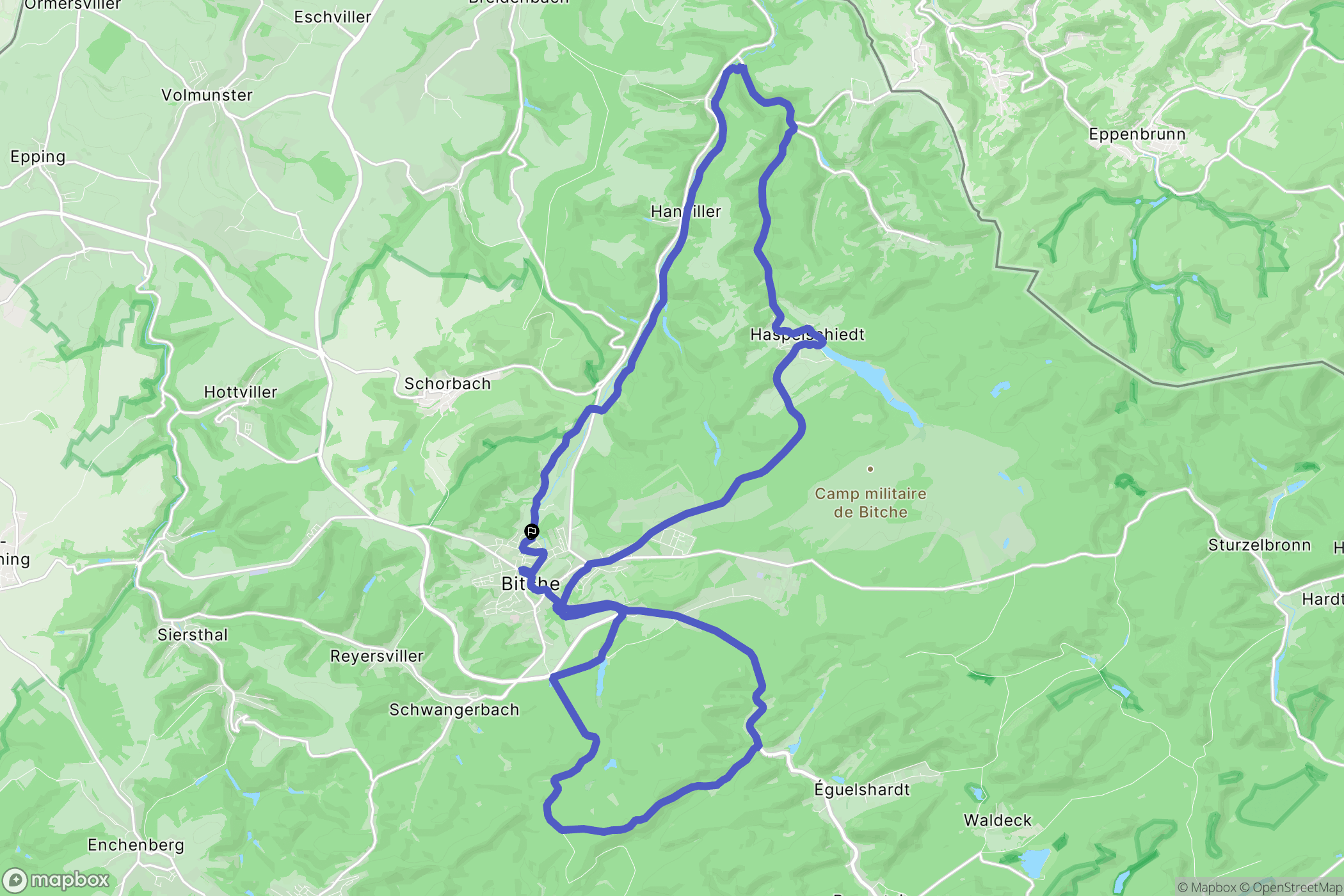Bitche : carte du parcours de randonnée - France