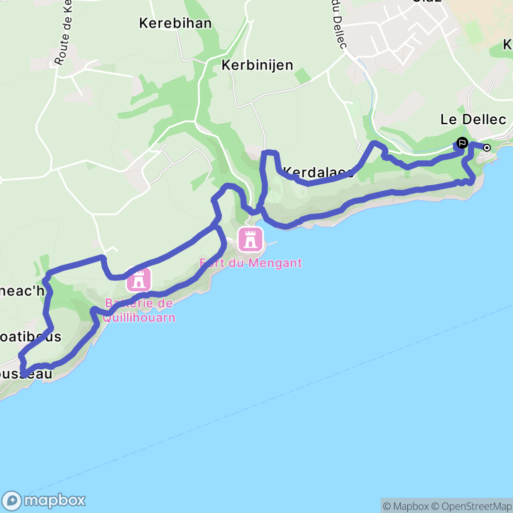 Plouzané : carte du parcours de randonnée - France