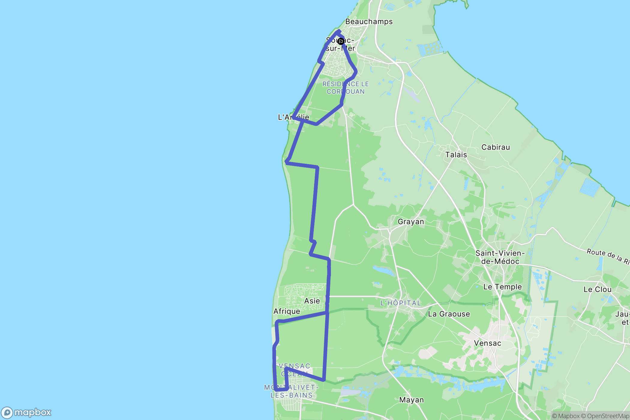 Soulac-sur-Mer : carte du parcours de randonnée - France