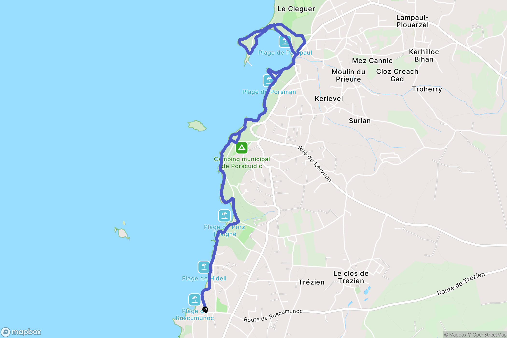 Plouarzel : carte du parcours de randonnée - France