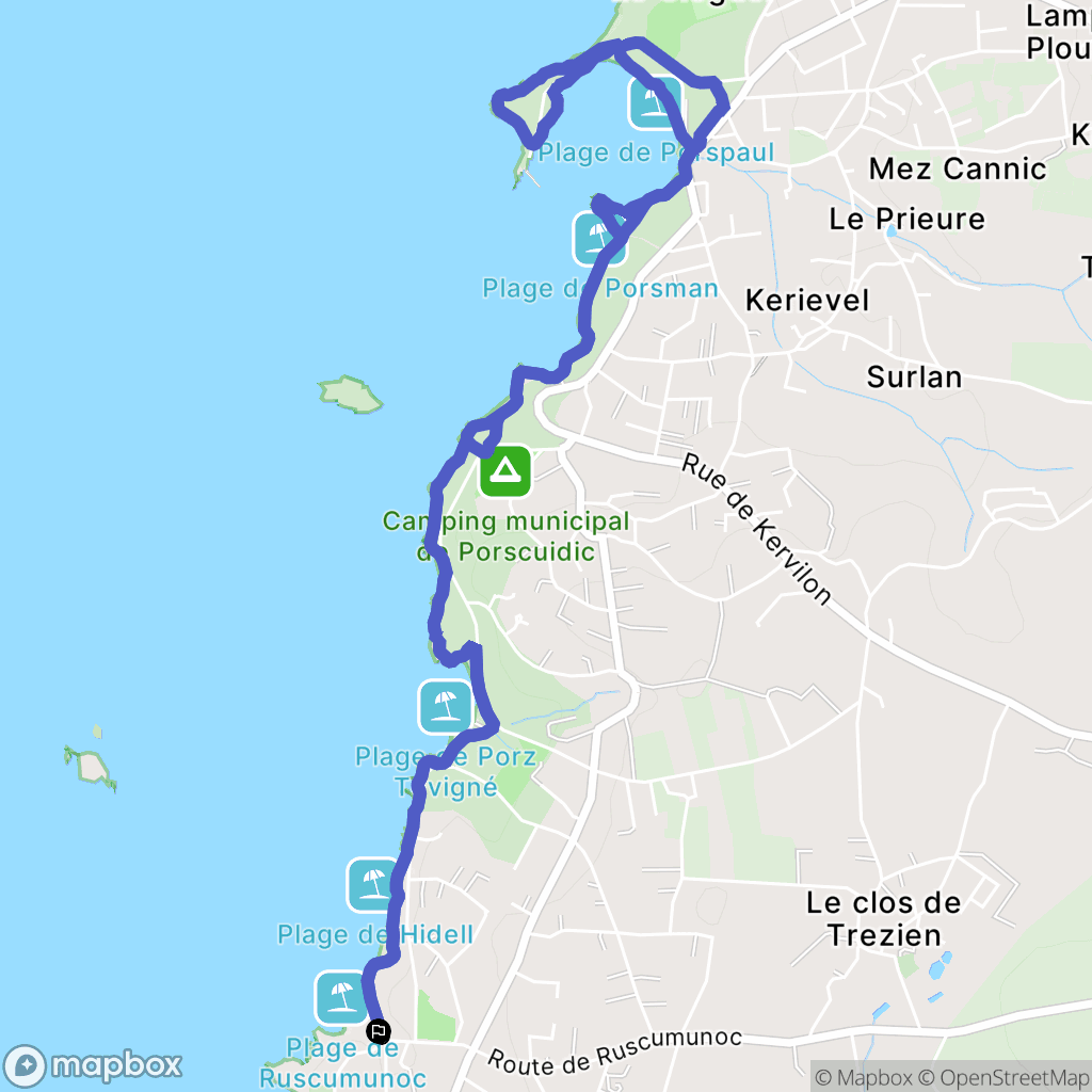 Plouarzel : carte du parcours de randonnée - France