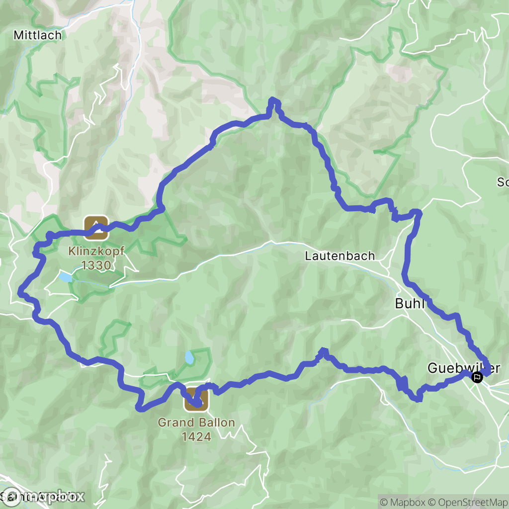 Guebwiller : carte du parcours de randonnée - France