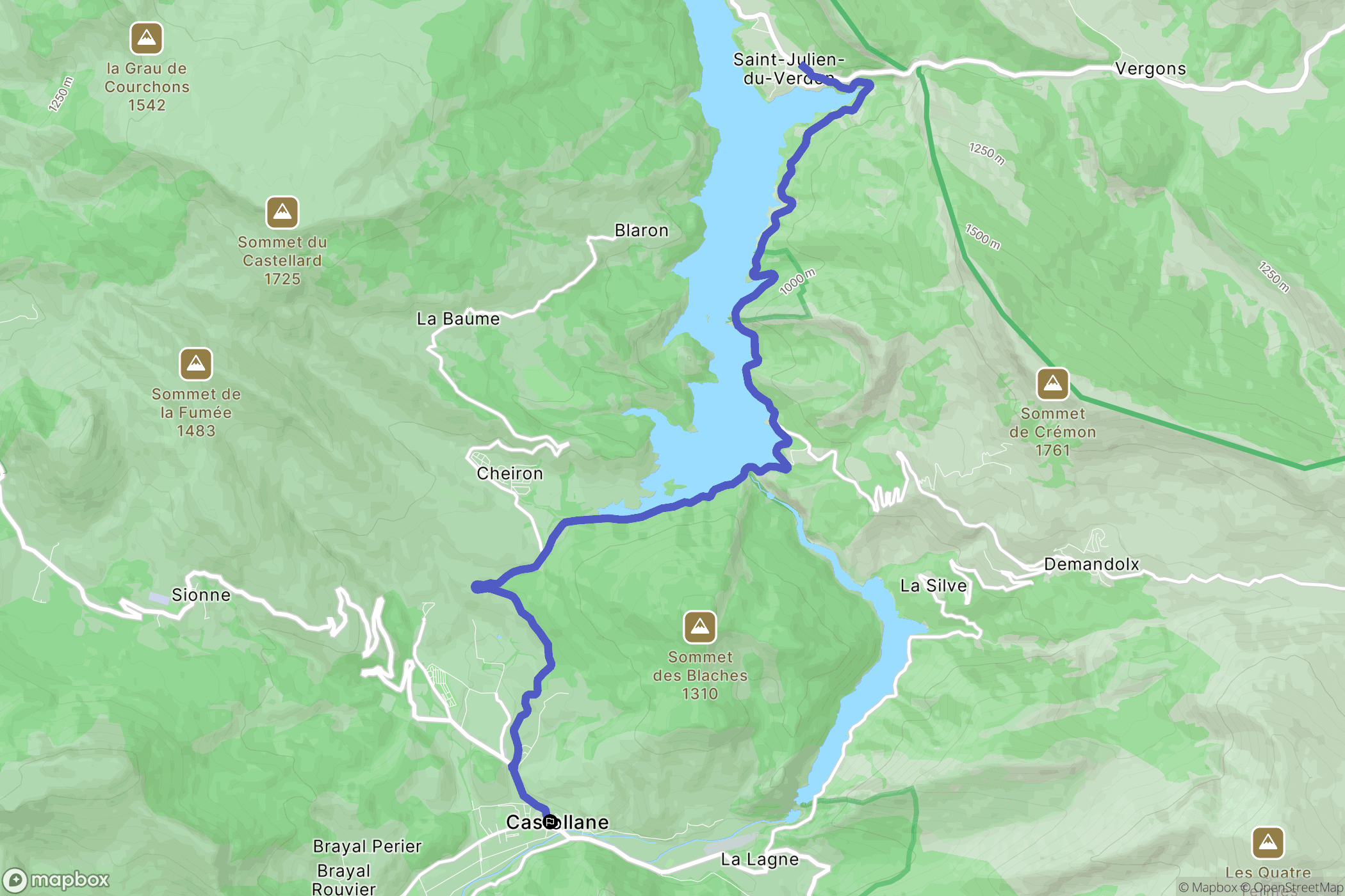 Castellane : carte du parcours de randonnée - France