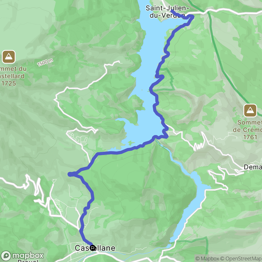 Castellane : carte du parcours de randonnée - France
