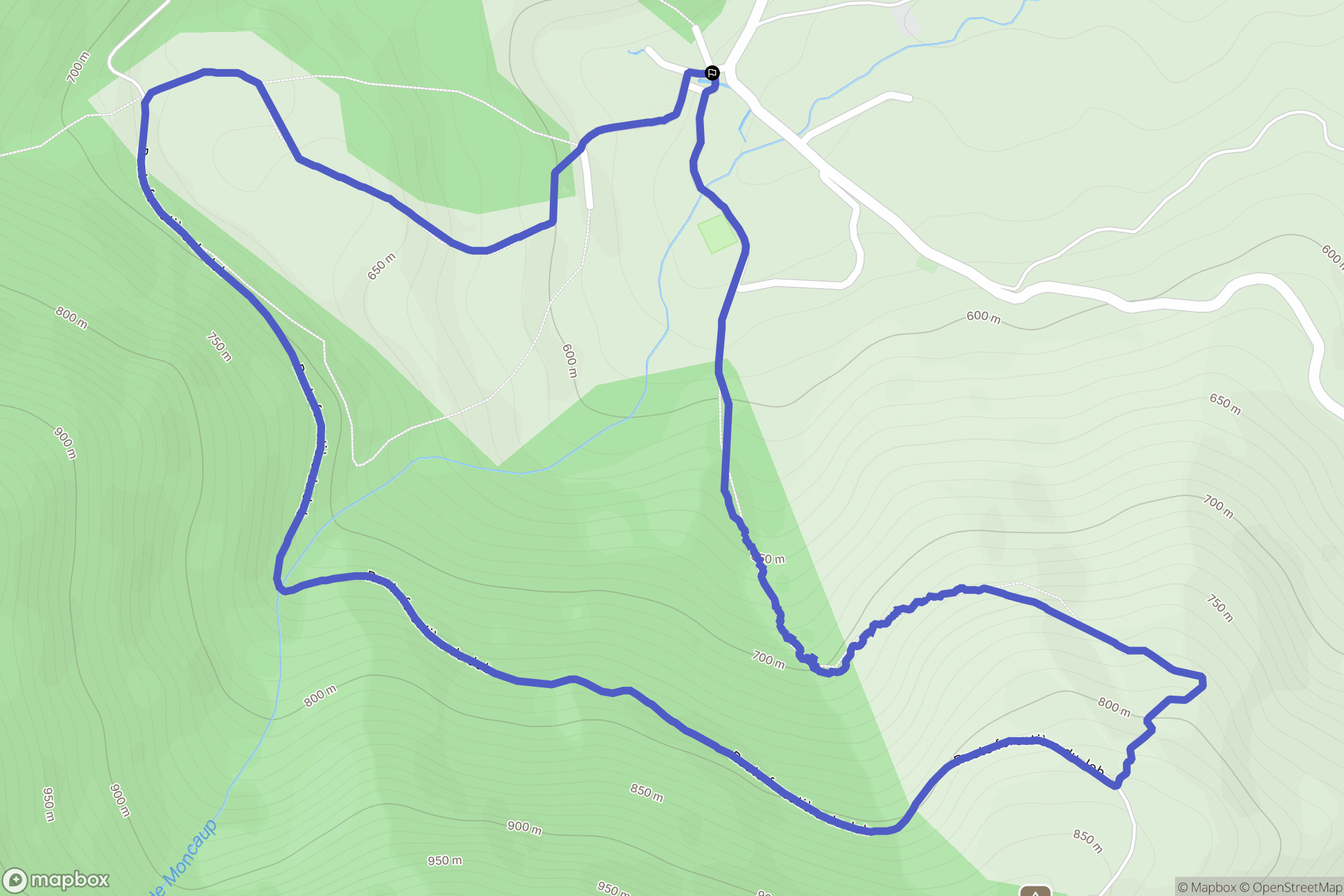 Moncaup : carte du parcours de randonnée - France