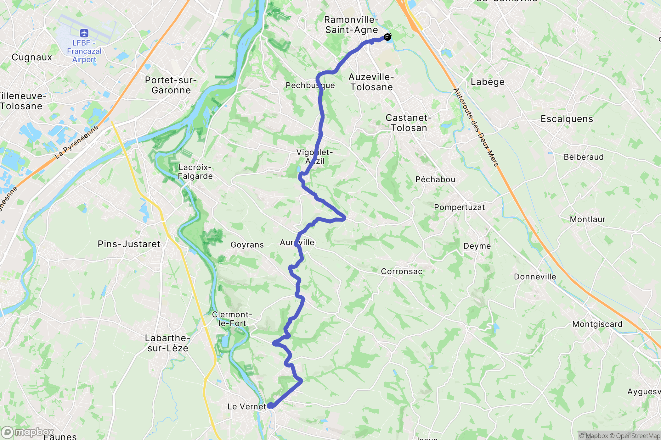 Ramonville-Saint-Agne : carte du parcours de randonnée - France