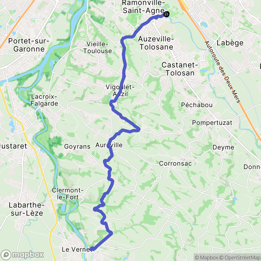 Ramonville-Saint-Agne : carte du parcours de randonnée - France