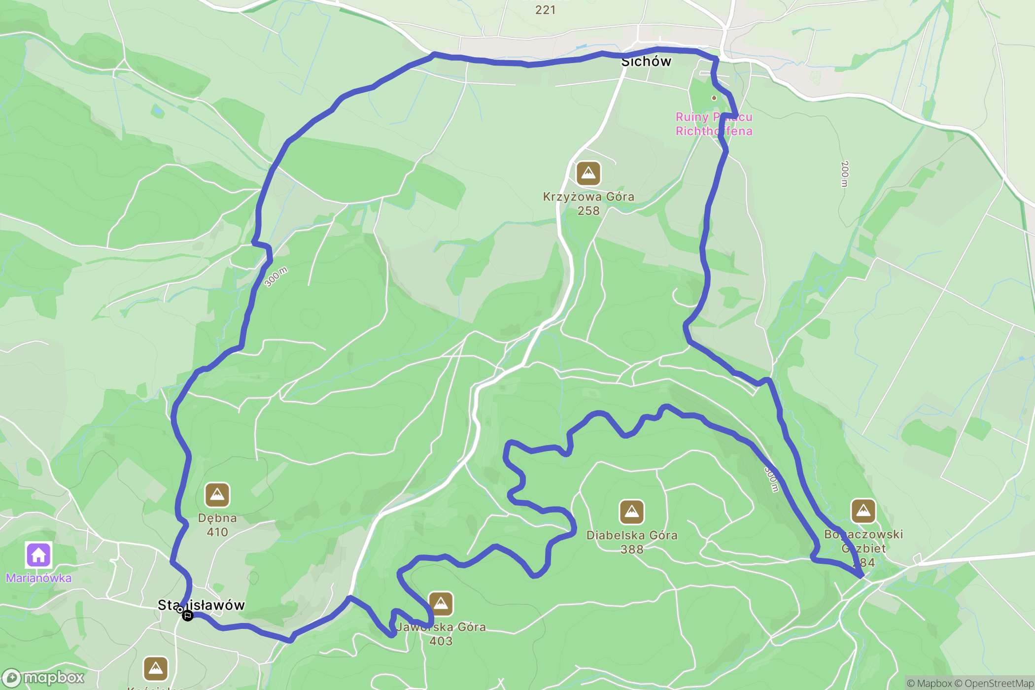 Stanisławów: mapa trasy - Poland