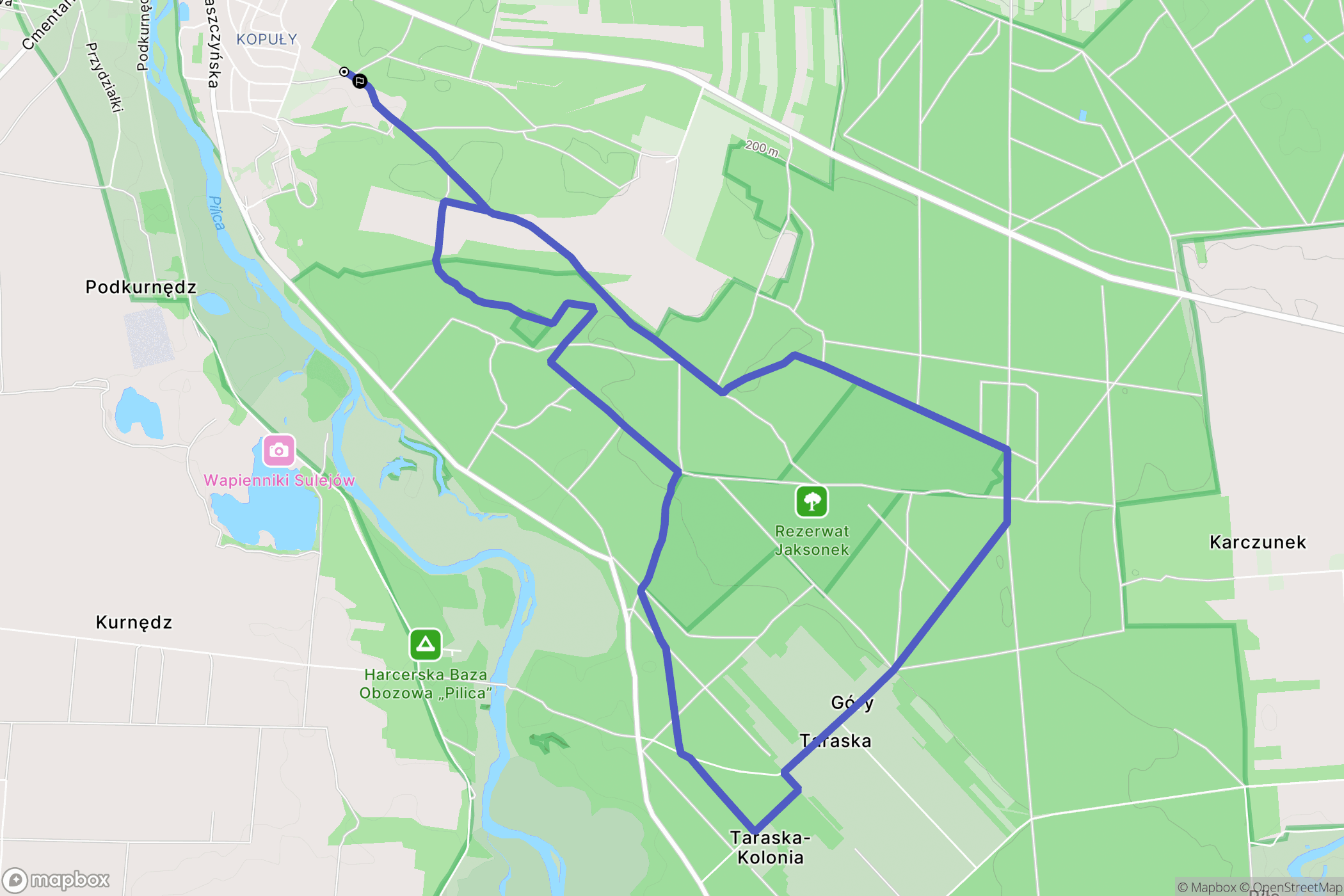 Sulejów: mapa trasy - Poland