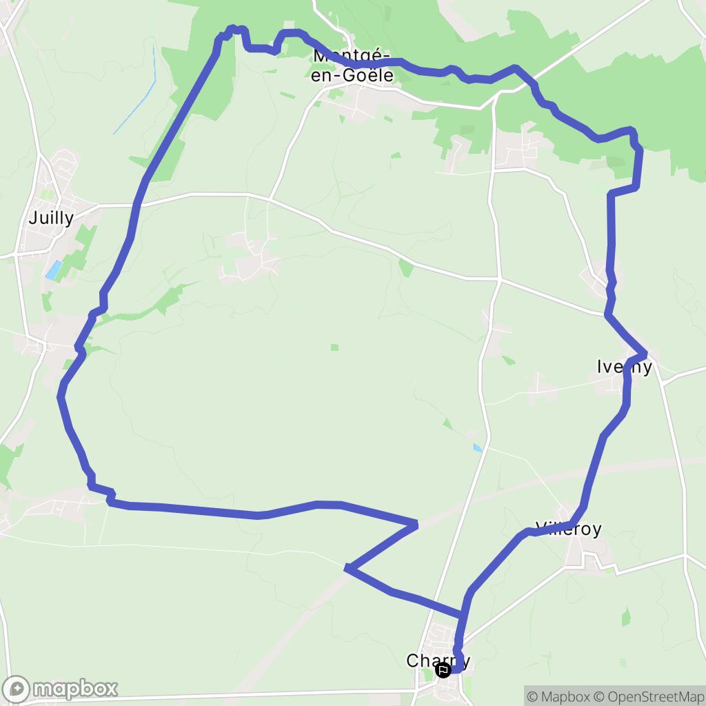 Charny : carte du parcours de randonnée - France