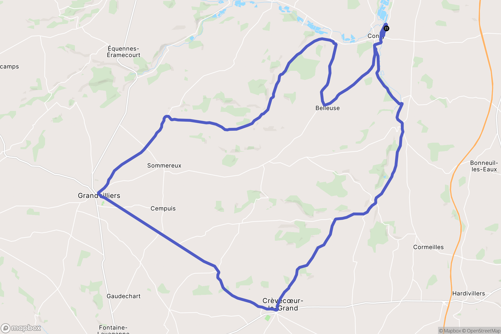 Conty : carte du parcours de randonnée - France