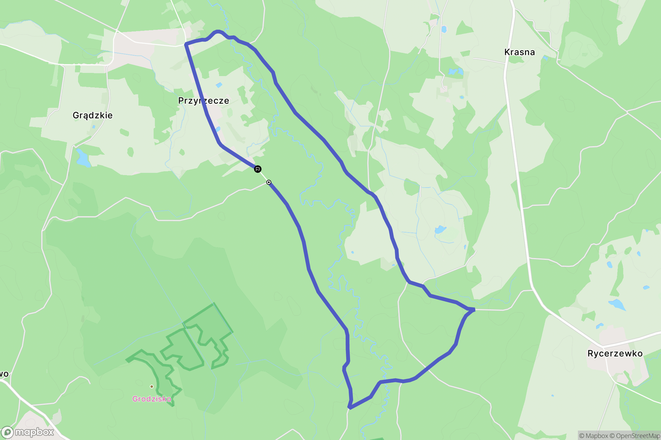 Bierzwnica: mapa trasy - Poland