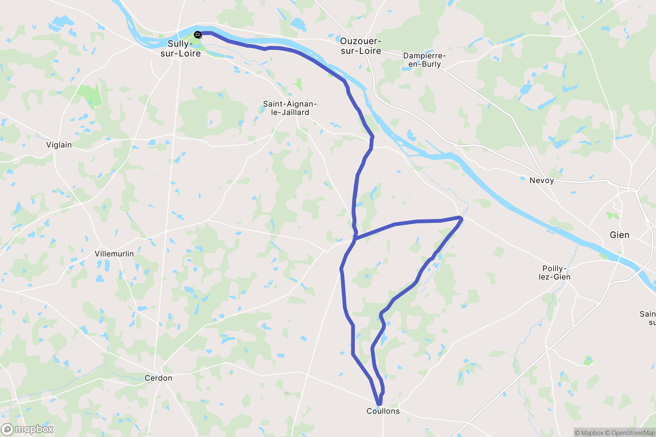 Sully-sur-Loire : carte du parcours de randonnée - France