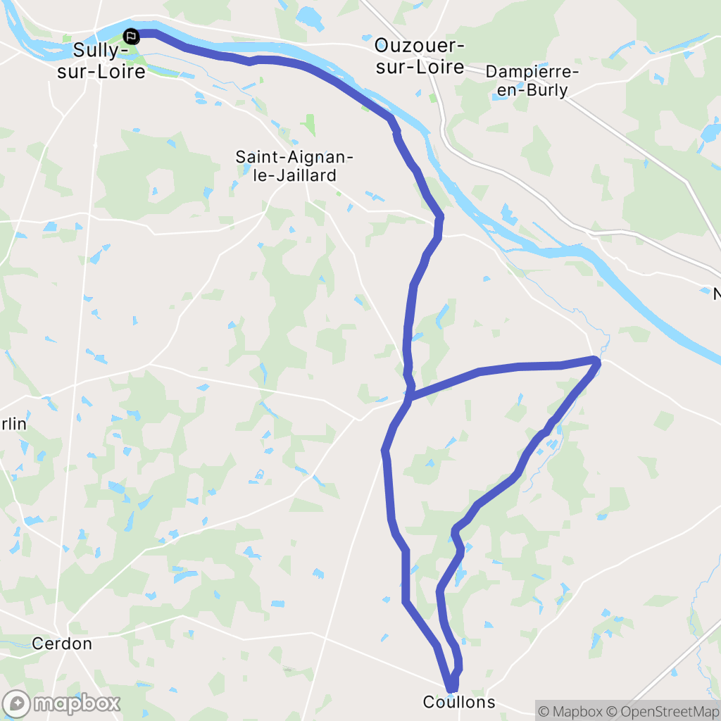 Sully-sur-Loire : carte du parcours de randonnée - France