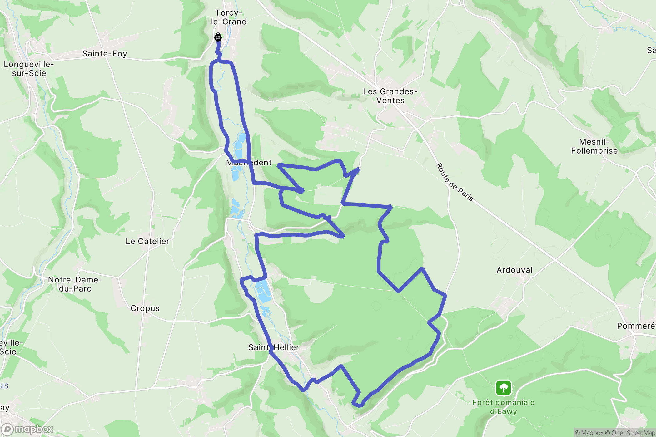 Torcy-le-Grand : carte du parcours de randonnée - France