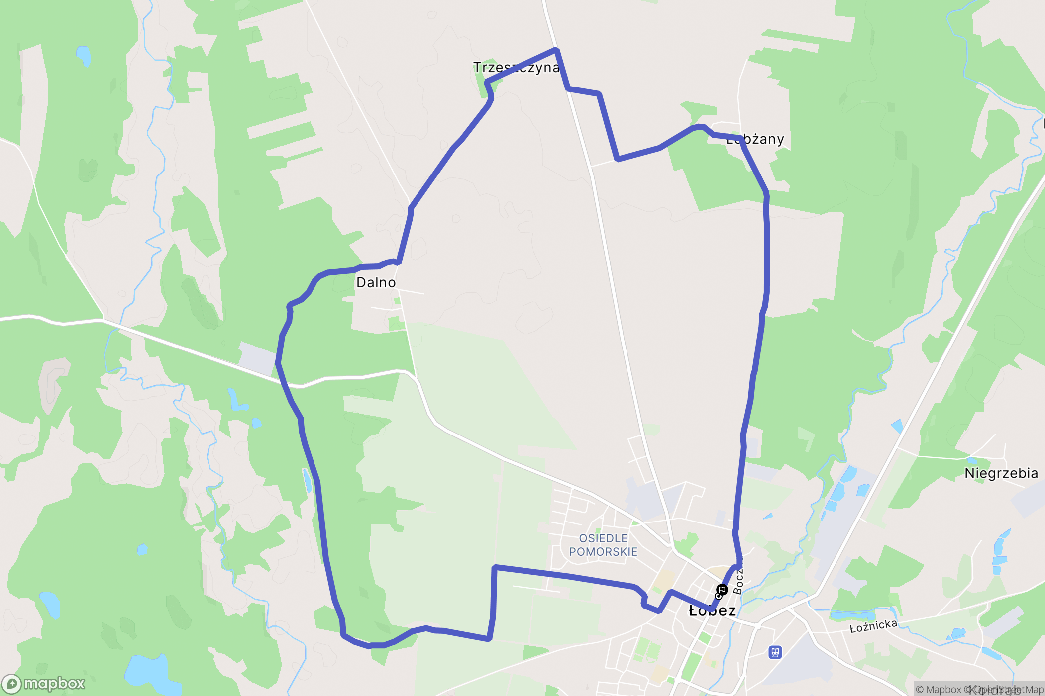 Łobez: mapa trasy - Poland