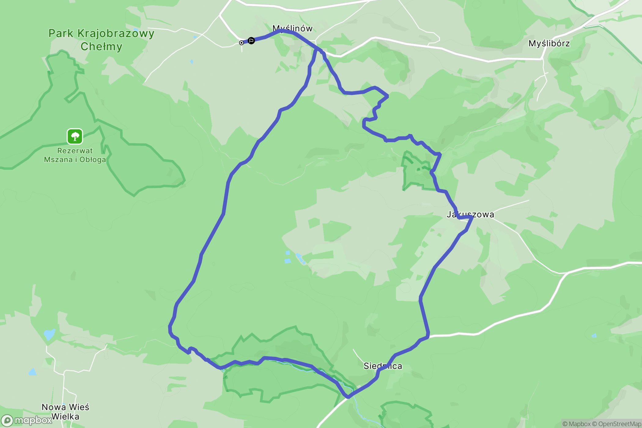 Myślinów: mapa trasy - Poland