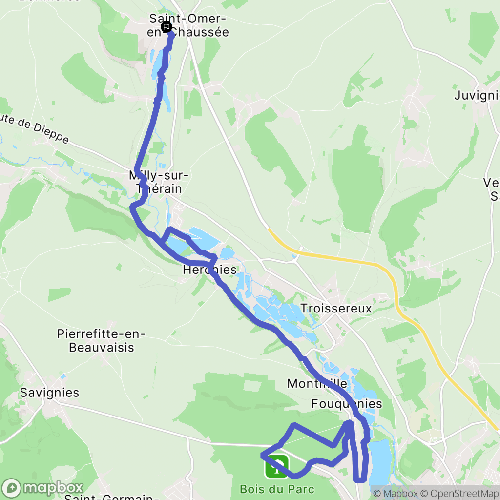 Saint-Omer-en-Chaussée : carte du parcours de randonnée - France