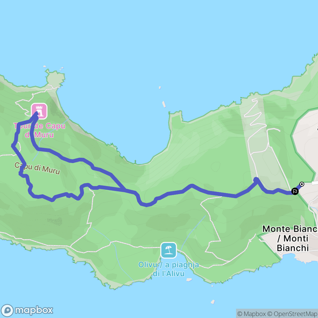 Coti-Chiavari : carte du parcours de randonnée - France