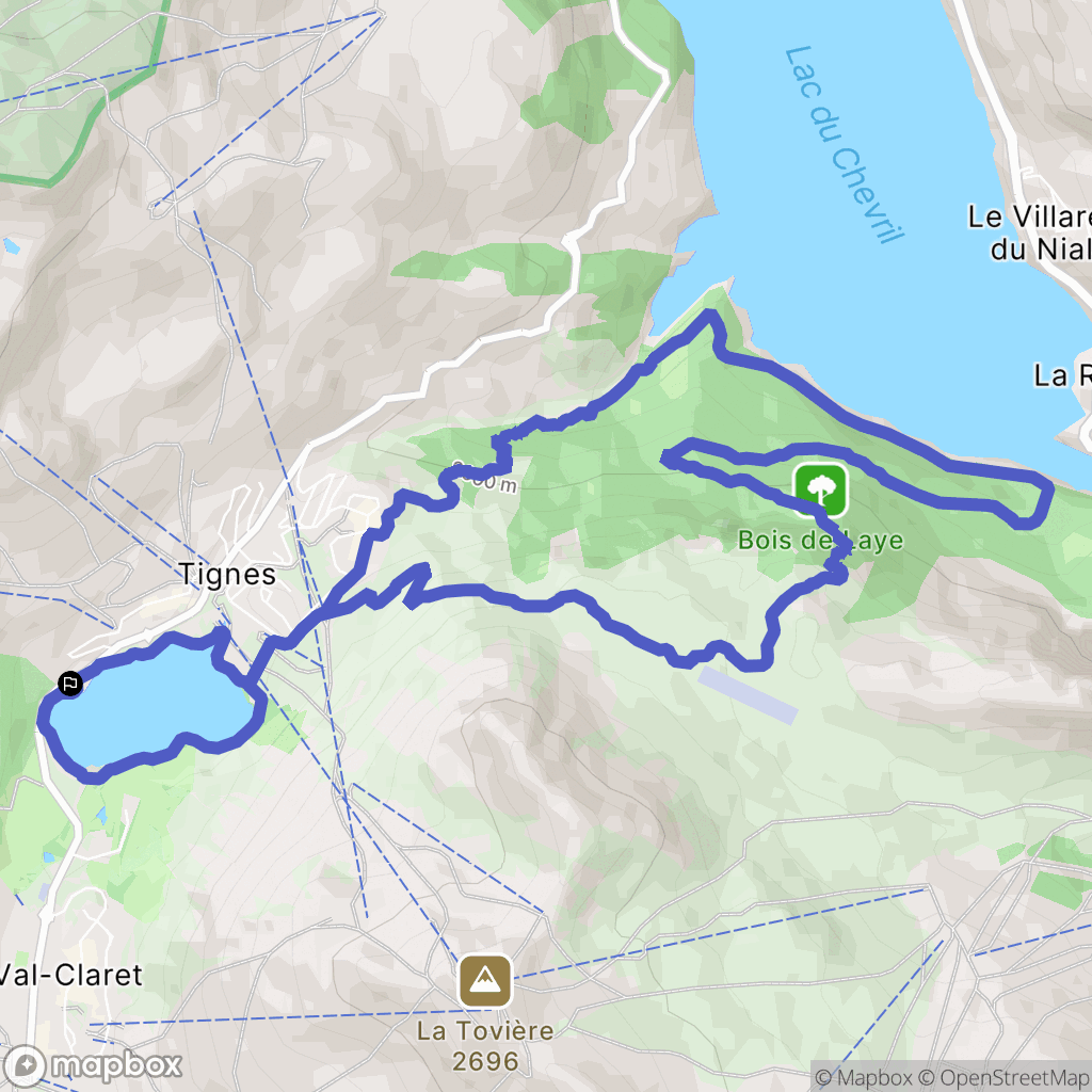 Tignes : carte du parcours de randonnée - France