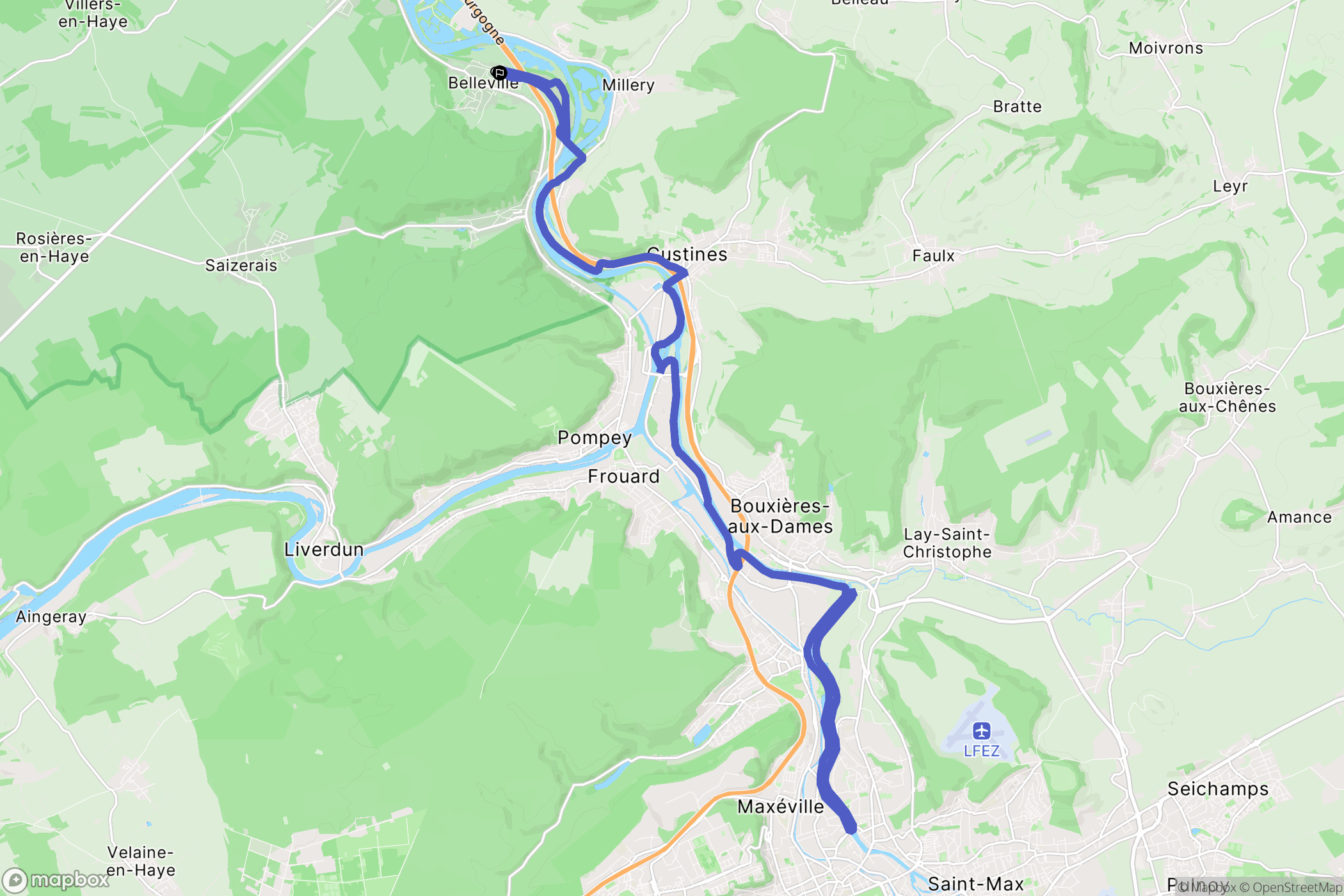 Belleville : carte du parcours de randonnée - France