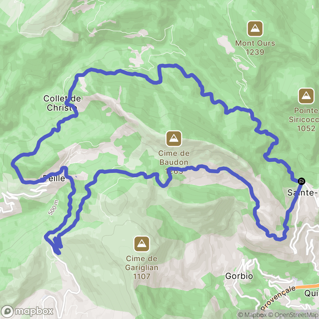 Sainte Agnès : carte du parcours de randonnée - France