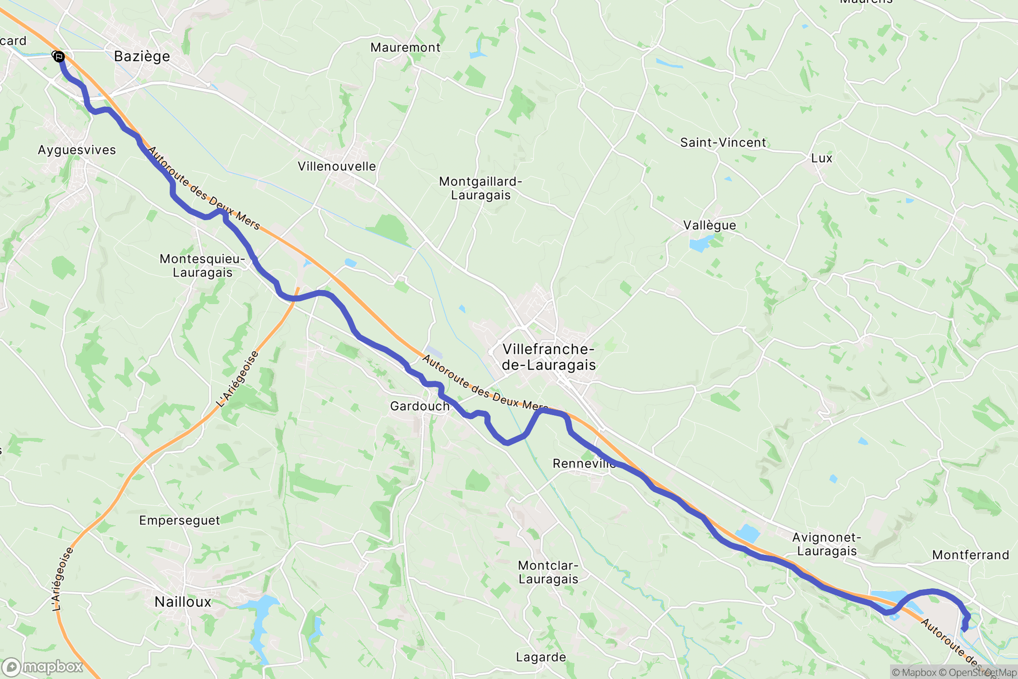 Montgiscard : carte du parcours de randonnée - France