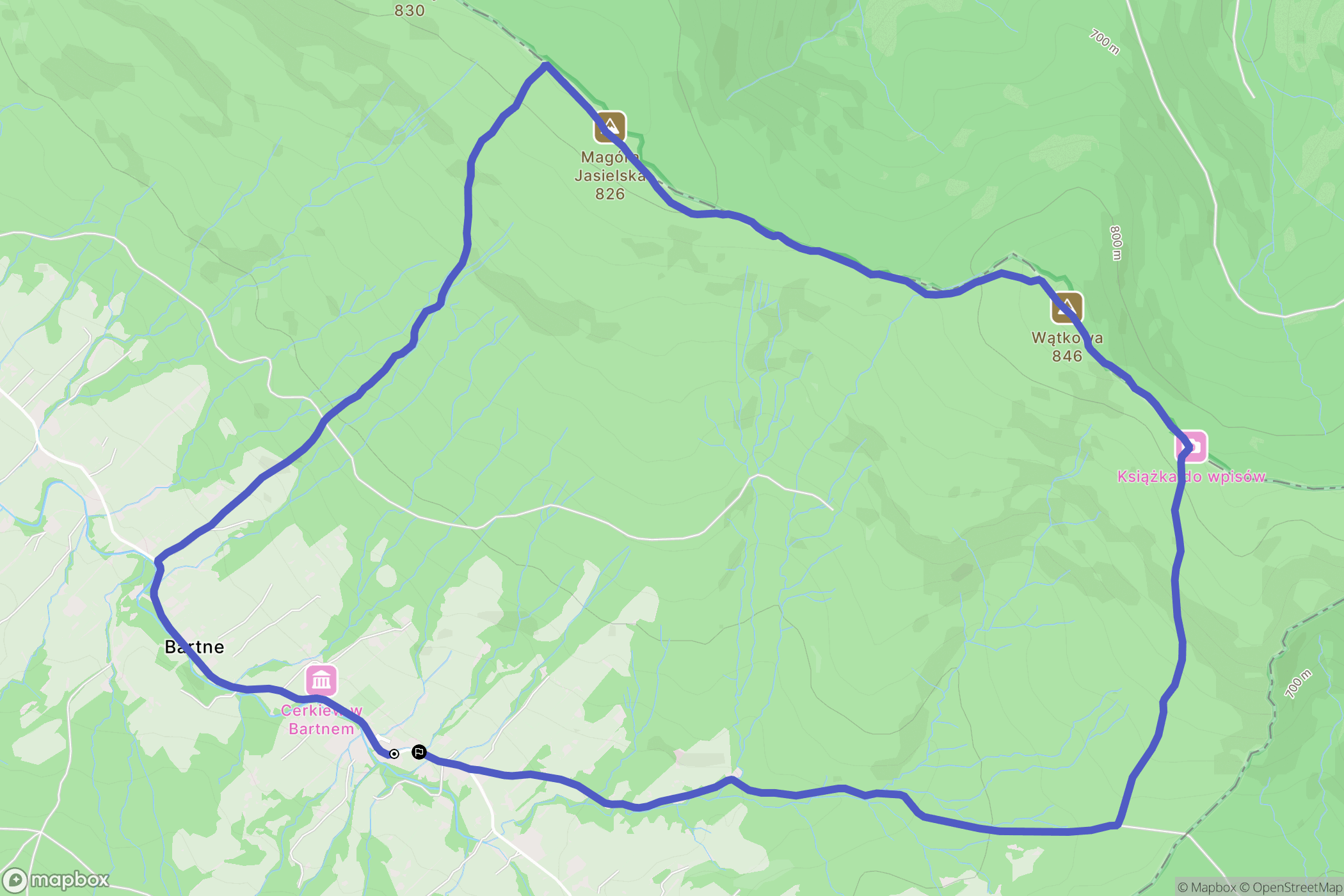 Bartne: mapa trasy - Poland