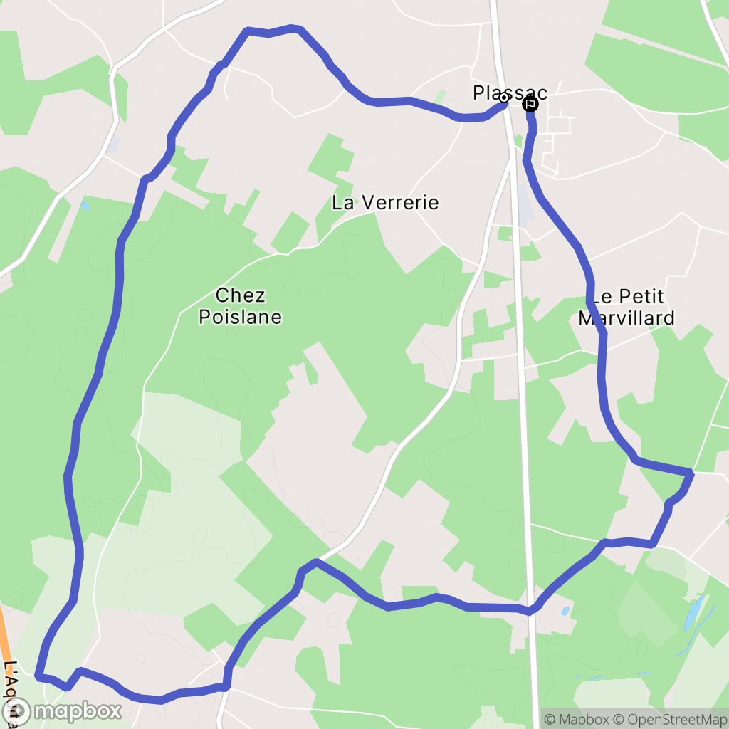 Plassac : carte du parcours de randonnée - France