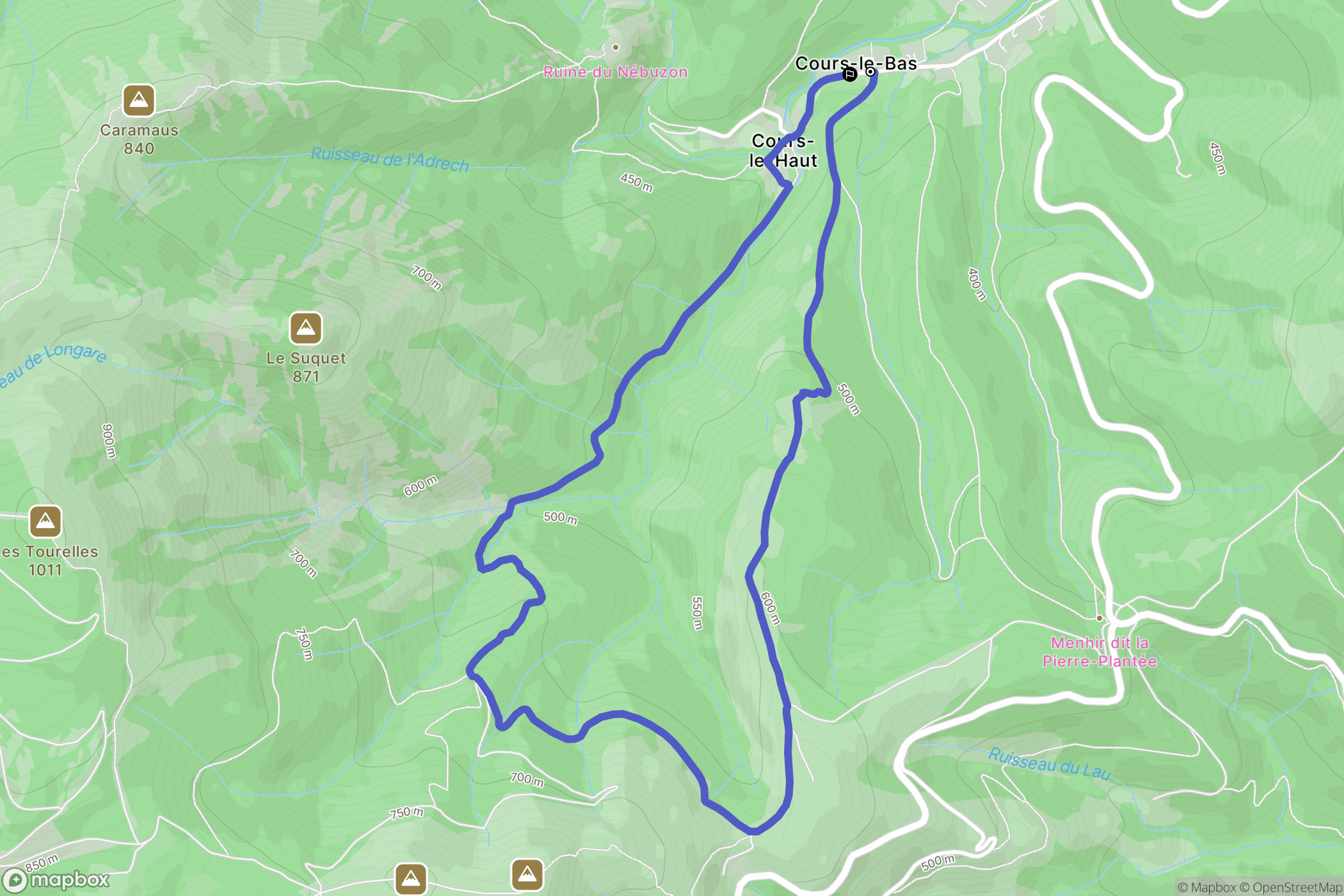 Rosis : carte du parcours de randonnée - France