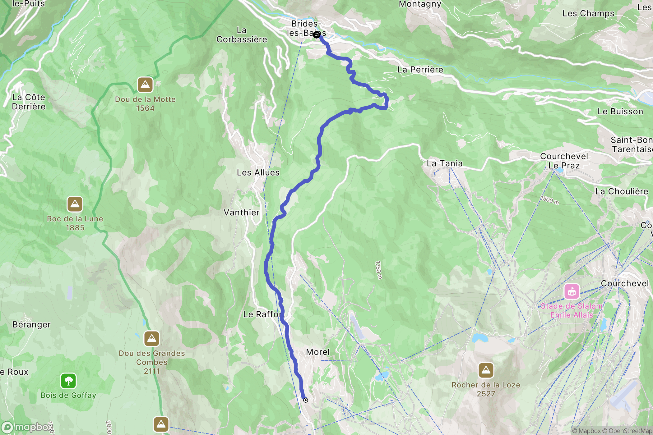 Les Allues : carte du parcours de randonnée - France