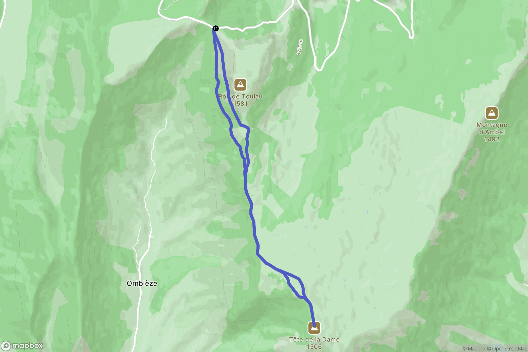 Bouvante : carte du parcours de randonnée - France