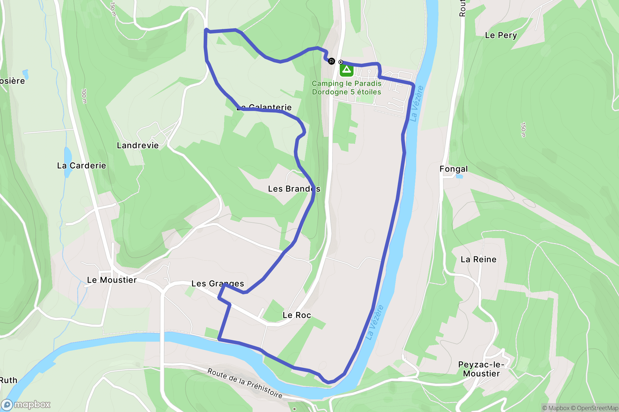 Saint-Léon-sur-Vézère : carte du parcours de randonnée - France