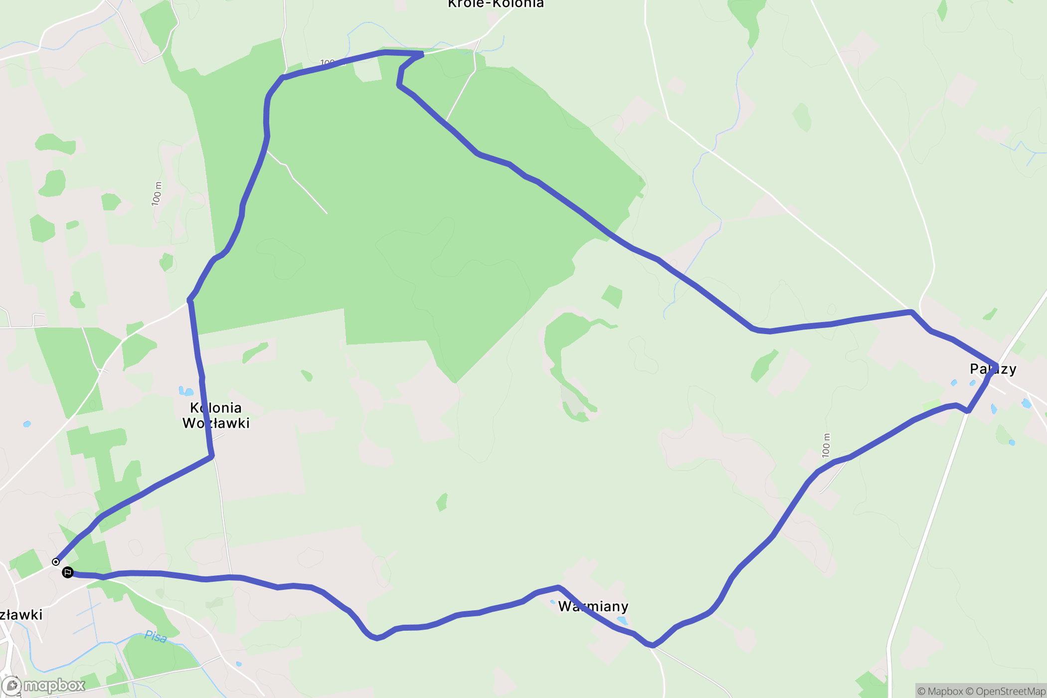 Wozławki: mapa trasy - Poland