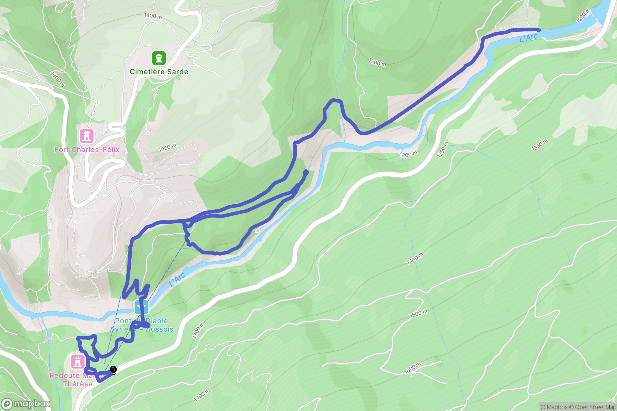 Avrieux : carte du parcours de randonnée - France