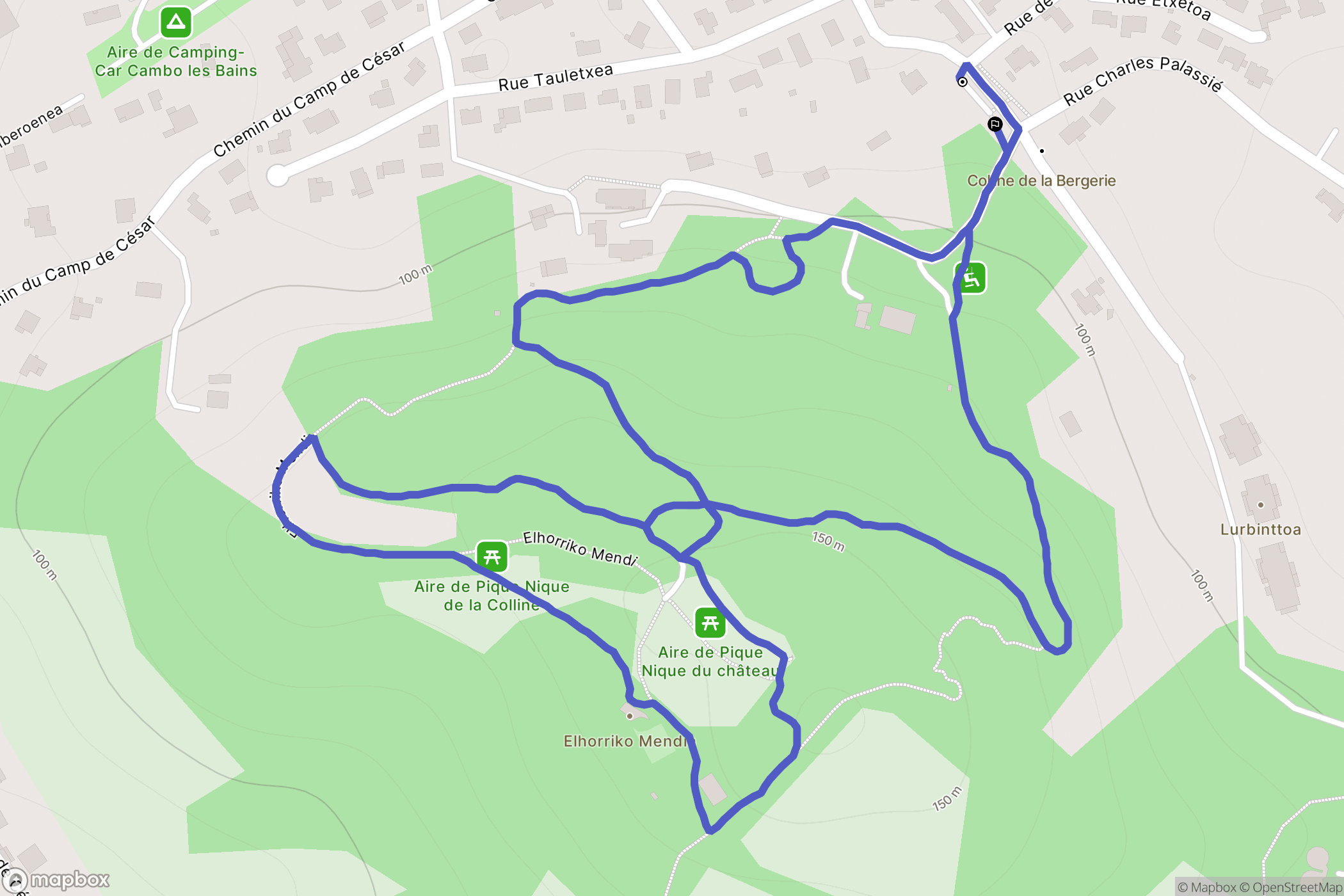 Cambo-les-Bains : carte du parcours de randonnée - France