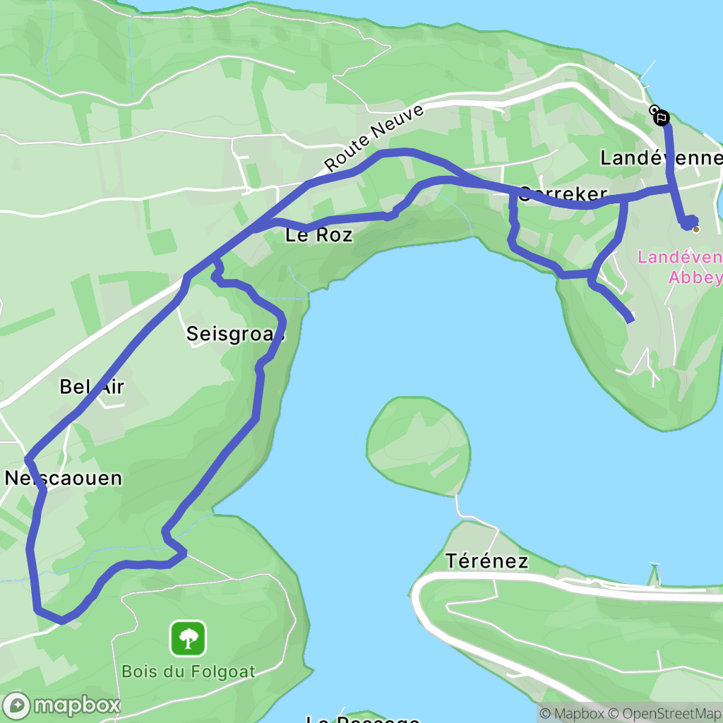 Landévennec : carte du parcours de randonnée - France