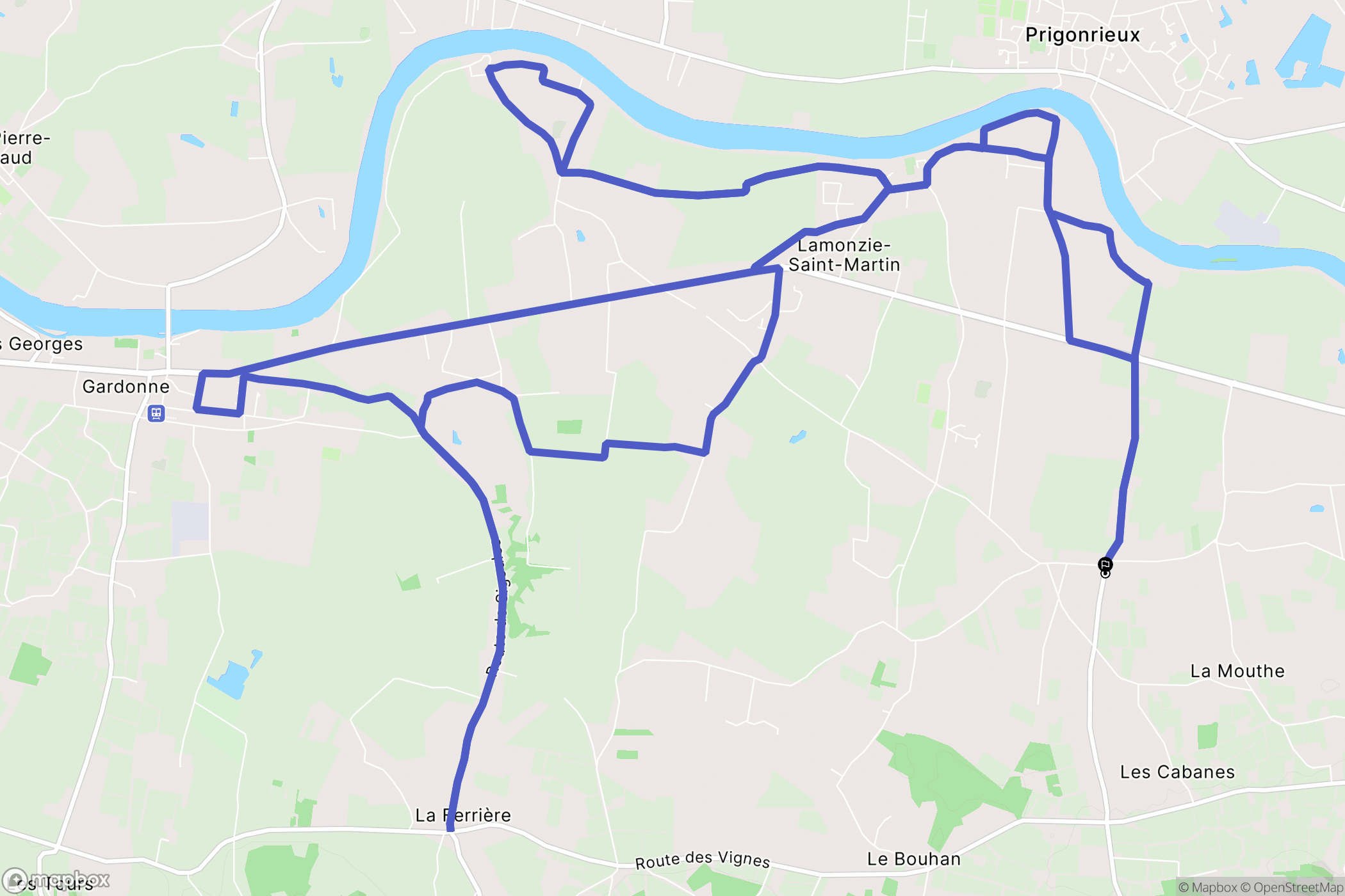 Lamonzie-Saint-Martin : carte du parcours de randonnée - France